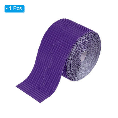 PATIKIL 3.9inch x 49.2ft Bulletin Board Border, Scalloped Trim Paper Corrugated Paper for Locker Classroom Decor Black White Cork Poster Boards, Dark Purple