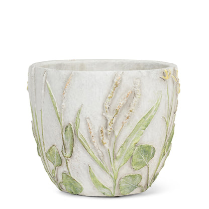 Abbott Collection Lavender & Greenery Planter - Cement, Grey/Purple, 4.5 inches H (4.5" D Opening)