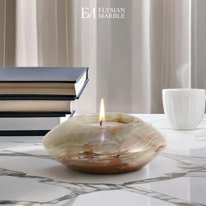Tea Light Candle Holders Set of 3 – Handcrafted Natural Marble Tealight & Votive Holders in Graduated Sizes (4", 3.5", 3"), Decorative Stone Candle Holders for Home Décor & Table Centerpieces