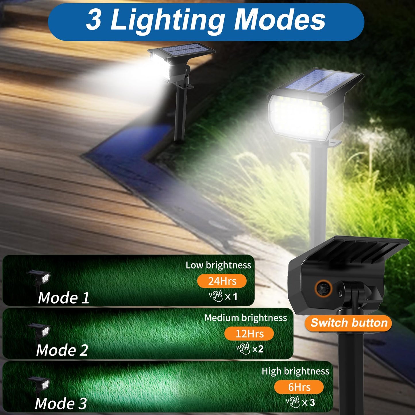 WENATY Solar Spot Lights Outdoor Waterproof IP65, 12 Pack Landscape Spotlights with 46 LEDs, 3 Modes Auto On/Off Solar Powered Flood Lights for Outside Pathway, Yard, Garden, Walkway (Cool White)