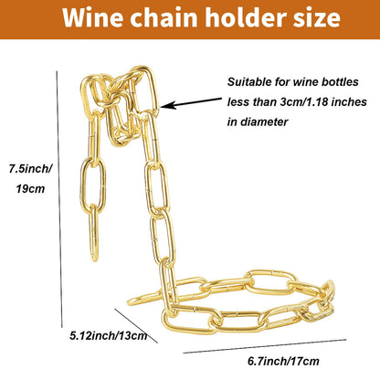 TBWHL Novelty Magic Wine Bottle Holder Floating Steel Link Chain Wine Bottle Rack/Holder - Holds Bottles in The Air, Unique Levitating Wine Bottle Stand for Home Bar, Kitchen, or Party Deco（Gold）