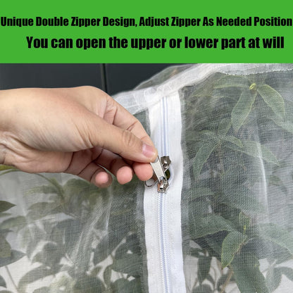 Gardtree 4PCS 2.2 x 3.2 FT Small Garden Plant Netting Covers with Double Zipper & Drawstring – Potted Plant Mesh Cover for Strawberries, Herbs & Flowers – Reusable Anti-Squirrel Barrier