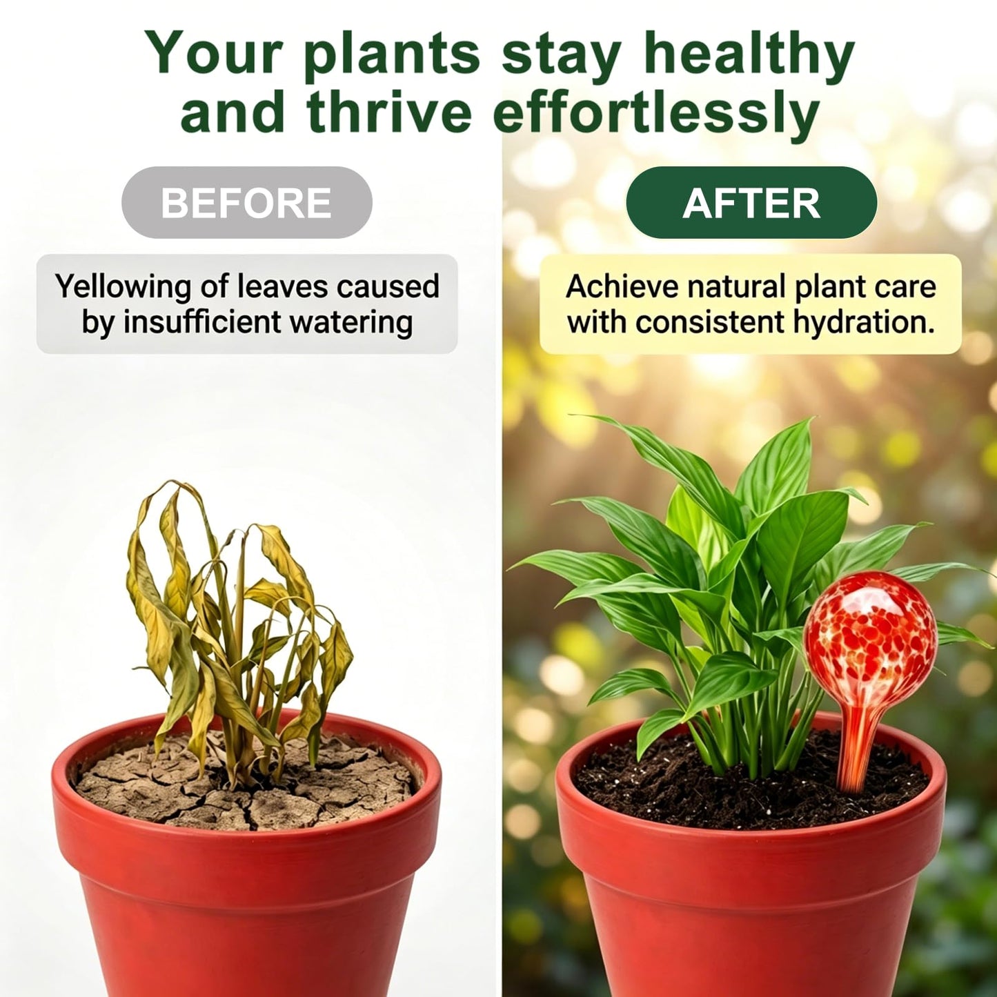 Brajttt Plant Watering Globes Automatic Glass Watering Bulbs, Glass Ball Planter, Decorative Garden Watering Plant Watering Bulbs with 8-Pack, 2.87 inch Diameter