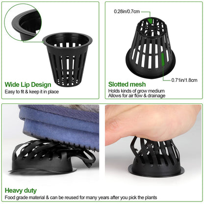 HXSEMAYIG 100PCS 2 inch Net Pots,Hydroponics Cup, Net Cups for Indoor or Outdoor Growing