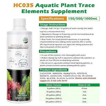 HC035 All-in-One Liquid Aquarium Plant Fertilizer - with Essential Micro & Macro Nutrients for Freshwater Planted Tanks, 150ml/500ml/1000ml (1000mL)