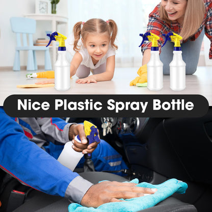 Eccliy 12 Pcs 16 Oz Plastic Spray Bottle, Adjustable Empty Reusable Sprayer for Cleaning, Planting, Water, Bathroom and Kitchen, BBQ, Commercial and Residential (Original,Yellow,Blue)