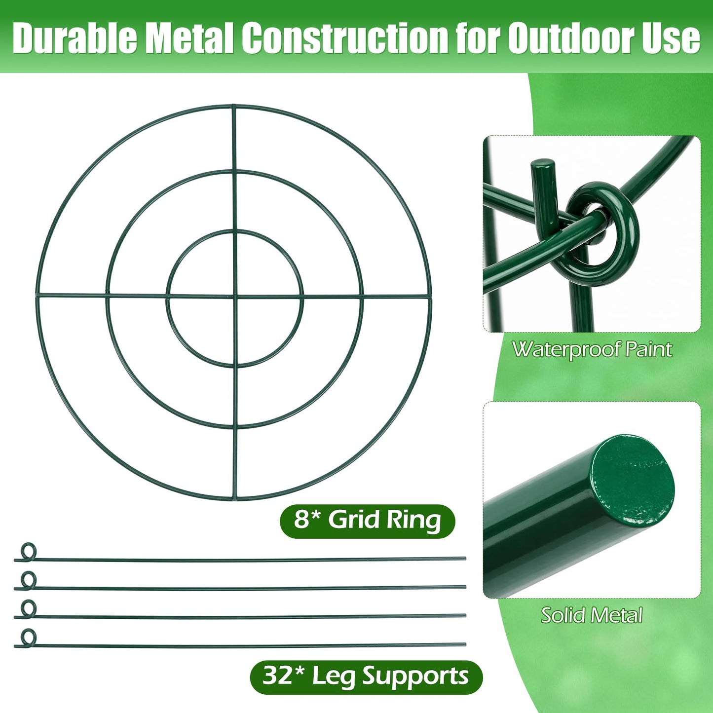 Peony Cages and Supports 8 Pack, 11.5 x 20 Inch Heavy Duty Plant Support Cage Set for Peonies, Roses & Tomatoes – Garden Stakes & Plant Cages for Outdoor Plants (8 Pack, 11.5 x 20 Inch)