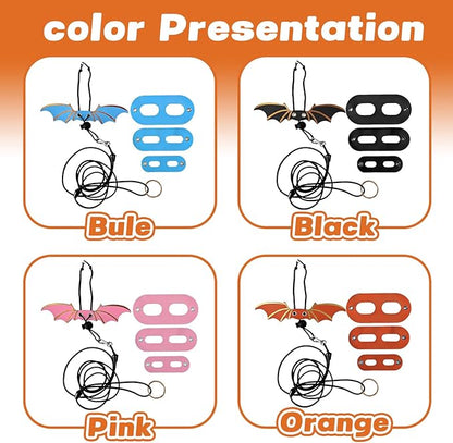 Dinosaur Wing Leash Harness for Bearded Dragons - 3-Size Adjustable Reptile Harness Set, Safe Escape-Proof Design for Lizards, Geckos, Iguanas & Small Pets (Pink)