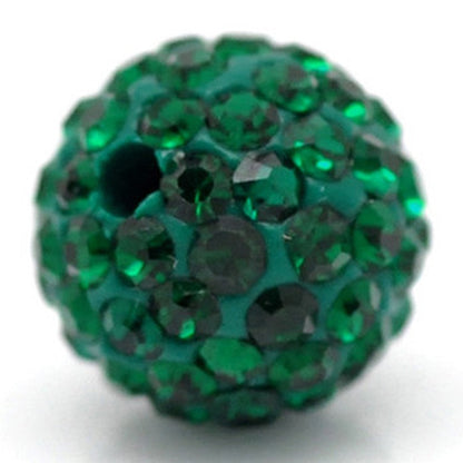 RUBYCA Pave Czech Crystal Disco Ball Clay Beads fit Shamballa Jewelry (100pcs, 10mm, Emerald Green)