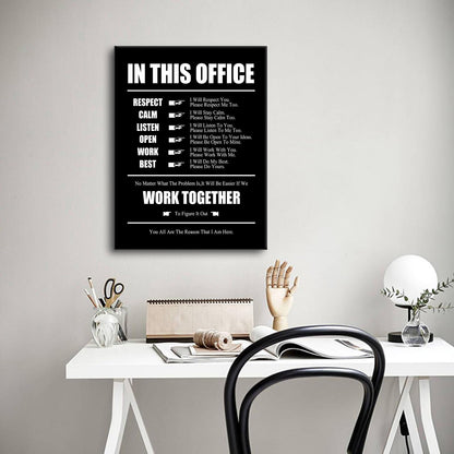 Inspirational Canvas Wall Art Motivational Posters In This Office Print Artwork Positive Entrepreneur Quotes Painting Office Wall Decor Living Room Framed [18''Wx 24''H]