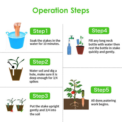 Terracotta Watering Spikes, Set of 8 Pack Plant Watering Devices, Self Terra Cotta Watering Spikes Stakes for Indoor and Outdoor, Automatic Plant Waterer System for Vacation Potted Plants