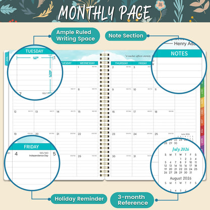 Teacher Planner 2026-2027- Teacher Planner, Teacher Lesson Planner from July 2026 to June 2027, 9" x 11", Spiral Bound,Lesson Plan Book with Colourful Monthly Tabs, Inner Pocket