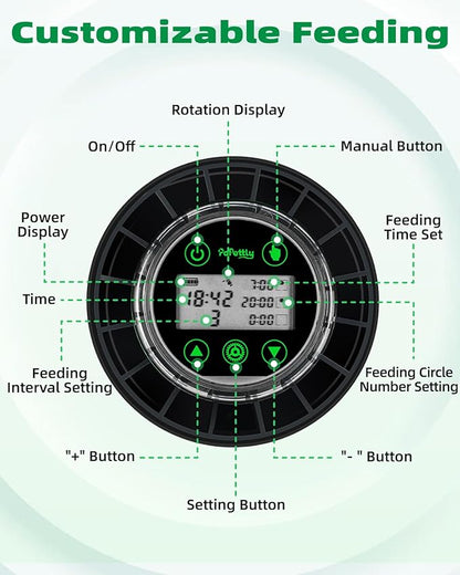 Papettly Automatic Fish Feeder for Aquarium - Auto Fish Food Dispenser for Fish Turtle Tank with USB Cable & LCD Display, Timer Fish Feeder for Vacation Weekend Holiday, with Fish Feeder Spoon