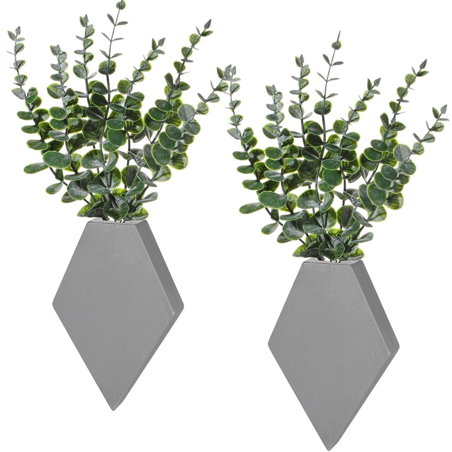 Chunful Wooden Wall Planter Decor Hanging Fake Plants Greenery Flowers Holder Vase Boxes for Wall Farmhouse Bohemian Living Room Bedroom Kitchen Office Indoor Decoration (Light Gray,2 Pcs)
