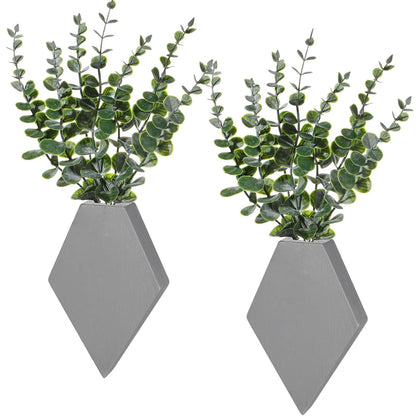 Chunful Wooden Wall Planter Decor Hanging Fake Plants Greenery Flowers Holder Vase Boxes for Wall Farmhouse Bohemian Living Room Bedroom Kitchen Office Indoor Decoration (Light Gray,2 Pcs)