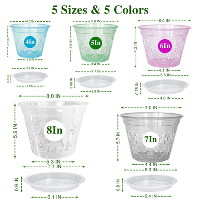 Blumiger Orchid Pot, 8 Pack 6 inch Orchid Pots with Holes & Saucers, Clear Plastic Pot for Repotting, Breathable Ventilation Planters for Phalaenopsis, Dendrobium & Oncidium Orchids