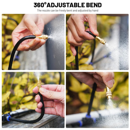 Thiswing 360° Adjustable Drip Irrigation System - 66 FT Garden Watering System with 22 Nozzles, Raised Bed Sprinkler System, Garden Mister for Yard, Lawn, Plants, 5/16" Tubing
