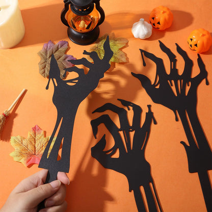 GLOBLELAND 3 Pcs Halloween Zombie Hand Garden Stakes Silhouette Hands Metal Decorative Garden Stakes Scary Silhouette Metal Yard Signs Decorations for Holiday Lawn Patio Yard Decor