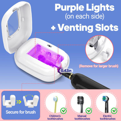 Toothbrush Sanitizer and Holder, TYPLFH Wall Mounted Toothbrush Covers Holders for Bathrooms, Rechargeable Toothbrush Travel Cleaner Case for Electric & Any Toothbrushes