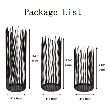 Metal Candle Holders for Pillar Candles - Creative Wire Candle Holder Set of 3 for Fireplace Mantel, Black Candlestick Holders for Table Centerpieces Halloween Christmas Birthday Party Home Decor