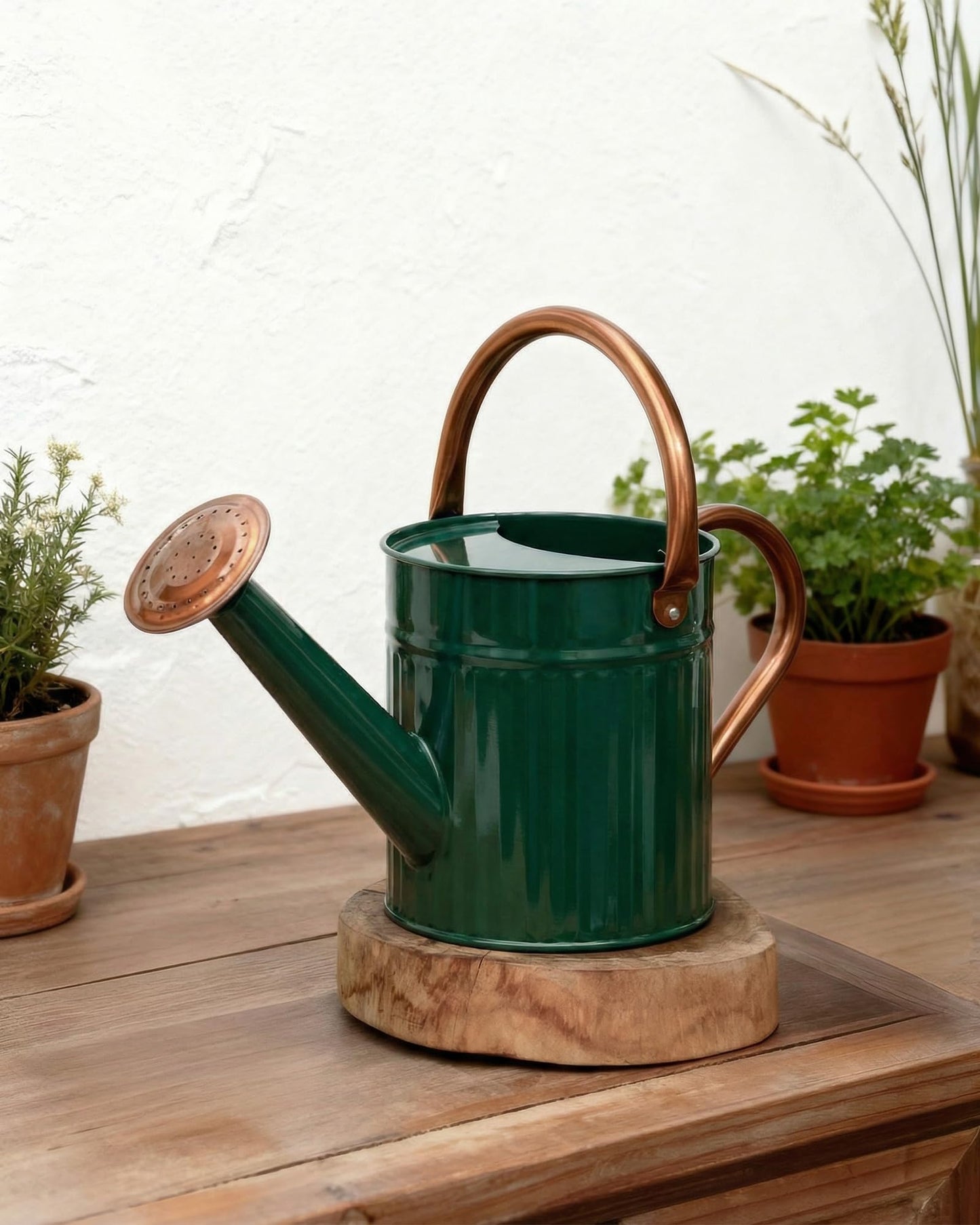 Bamworld Watering Can for Indoor Outdoor Plant Metal Watering Can with Removable Spout Embossd Design Plant Watering Devices Stainless Steel 1/2 Gallon Watering Cans Home & Garden Décor Deep Green