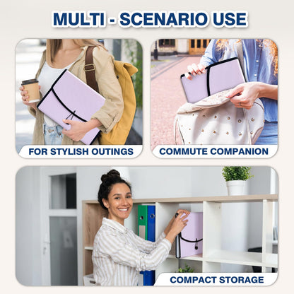 H4D 13-Pocket Accordion File Organizer with Mesh Pocket, Expanding File Folder with Tabs, Expandable Document Organizer for Home Office School, Letter Size, Pale Lilac