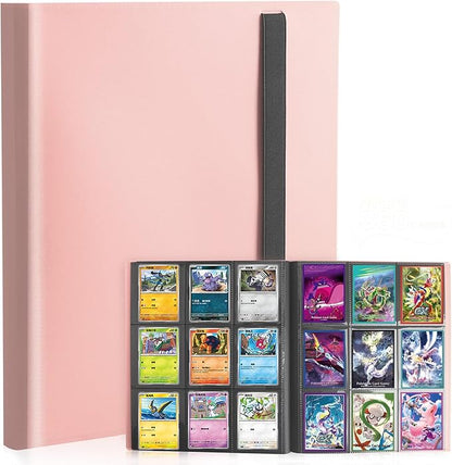 Card Binder, 9 Pocket Trading Card Album Folder, 20 Pages, 360 Card Capacity Sports Card Binder, Premium Card Binders Compatible with MTG, TCG, Baseball Cards (Pink)