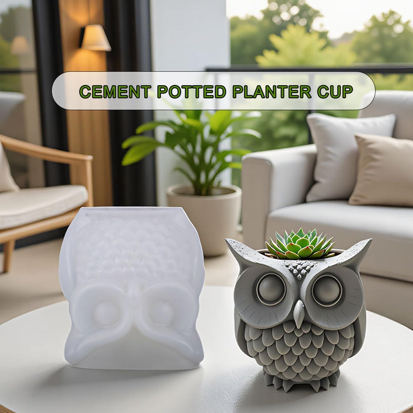 QUDYNZAL 1Pc 3D Owl Epoxy Resin Silicone Mold Animal Plaster Storage Box Candle Mold for Pen Holders Concrete Clay Art Crafts DIY Home Decor Potted Plant Decorations Halloween Party Gifts Storage Box