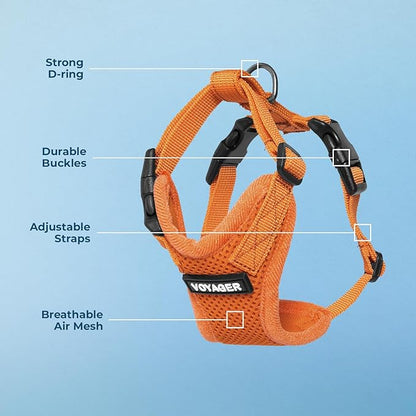 Voyager Step-in Pet Harness - All Weather Mesh, Adjustable Step in Harness for Cats and Dogs by Best Pet Supplies - Orange, L