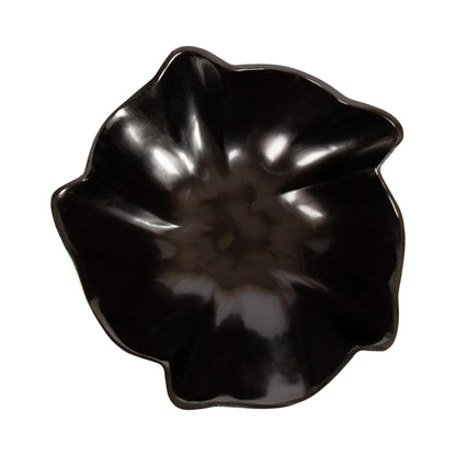Kate and Laurel Flutte Scalloped Decorative Metal Serving Bowl; 10 x 10 x 3; Black Nickel; Modern Wavy Fruit Bowl for Kitchen Counter or Use as Tabletop Storage for an Entryway Table