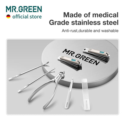 MR.GREEN 7in1 Manicure Sets Personal Care Tools Stainless Steel Professional Nail Clippers Pedicure Set Travel Case Kits (Mr-6032)
