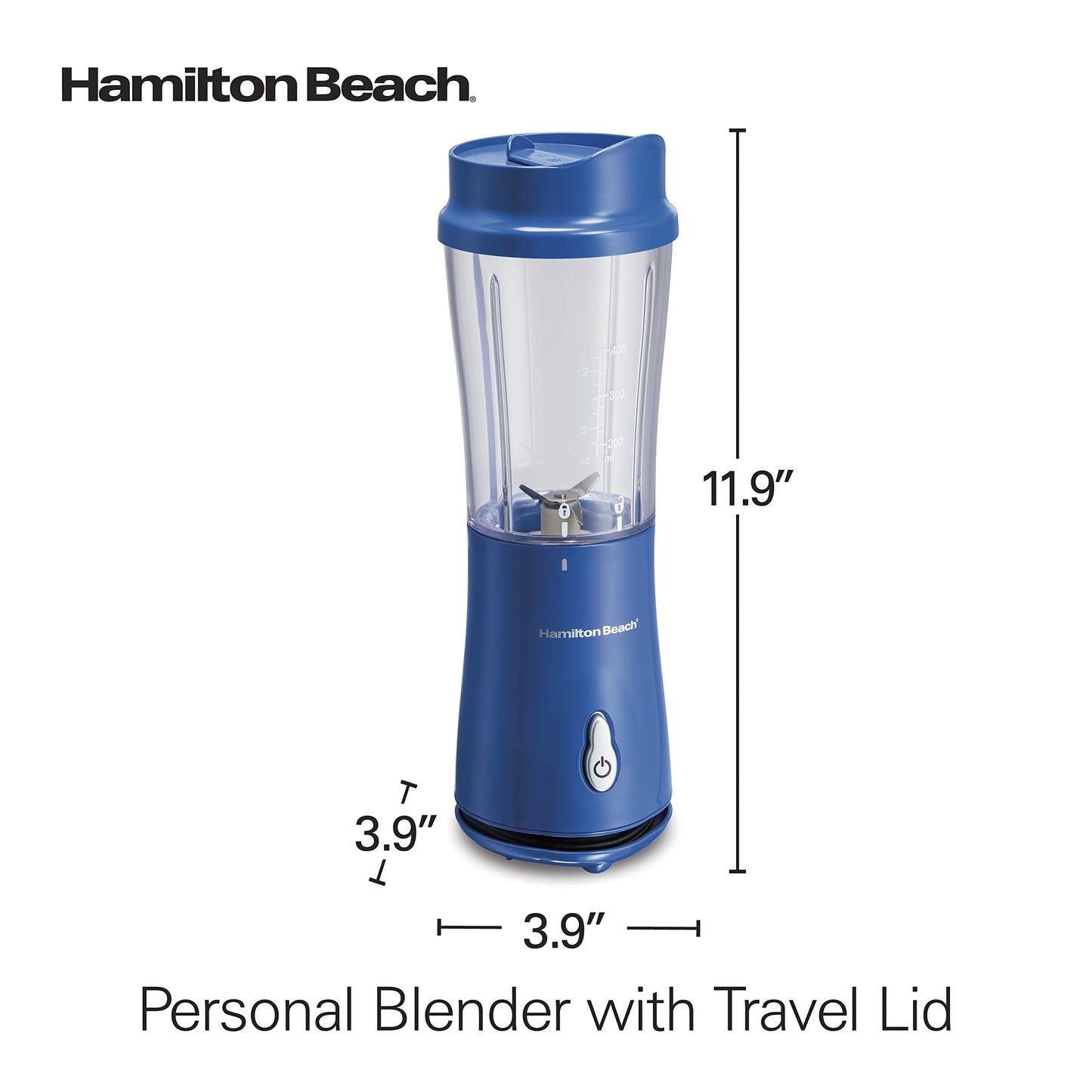 Hamilton Beach Portable Blender for Shakes and Smoothies, 14 Oz BPA Free Travel Cup & Lid, Durable Stainless Steel Blades, Personal Smoothie Blender, Raspberry, 51131G