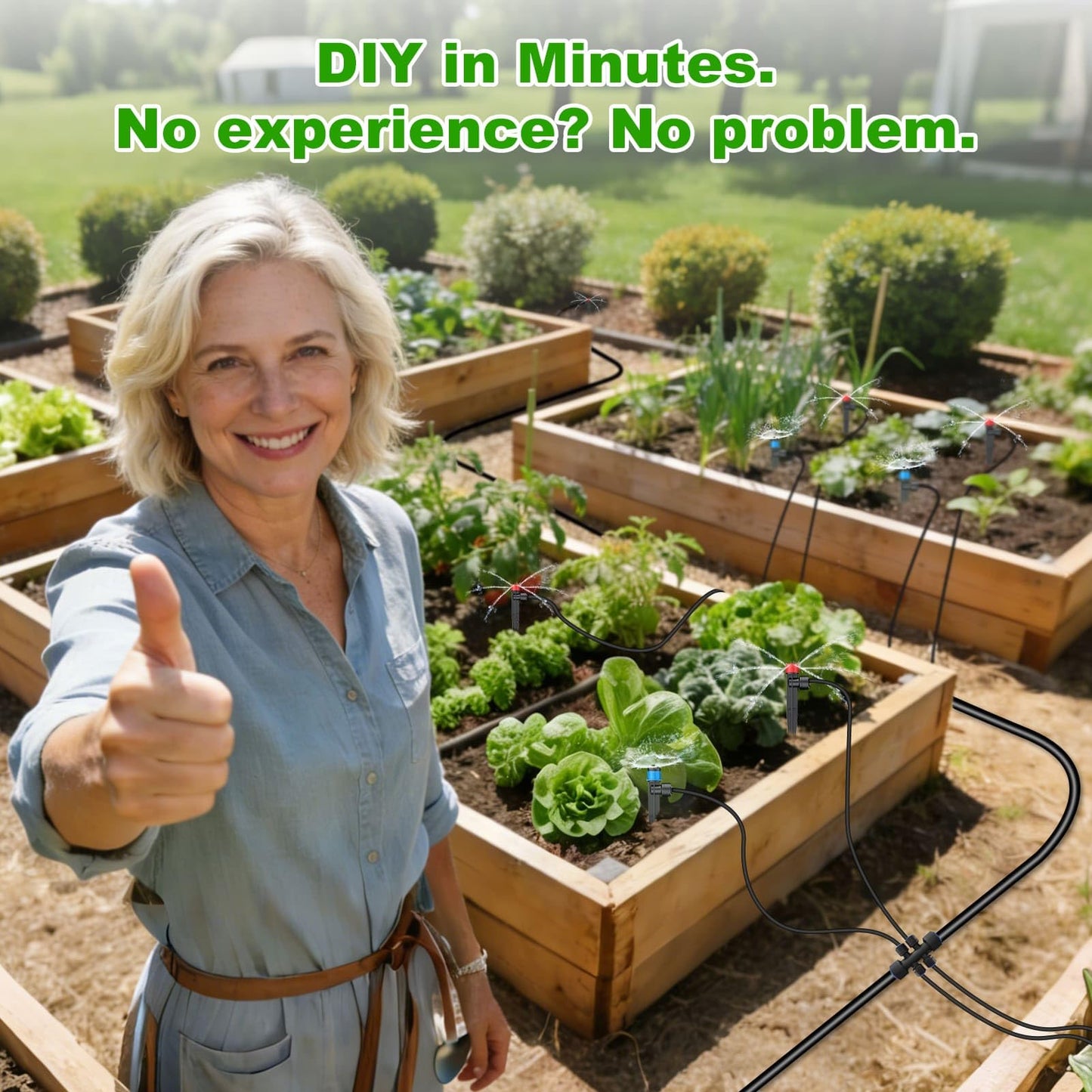250FT Drip Irrigation System Kit New Quick-Connect, Automatic Garden Watering Misting System for Greenhouse, Yard, Lawn, Plant with 5/16 inch Hose 1/4 inch Distribution Tubing and Accessories