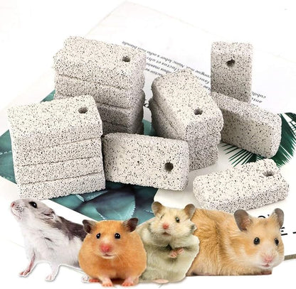 20 Pcs Small Animal Pet Lava Bites Chews Toy Teeth Grinding Block Mineral Calcium Stone for Hamsters Parrot Chinchillas Rabbits Guinea Pigs Gerbils