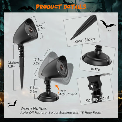 Halloween Decorations Outdoor Halloween Projector, 3D Dynamic LED Red Skull Halloween Decoration, Halloween Window Hologram Lights Projector