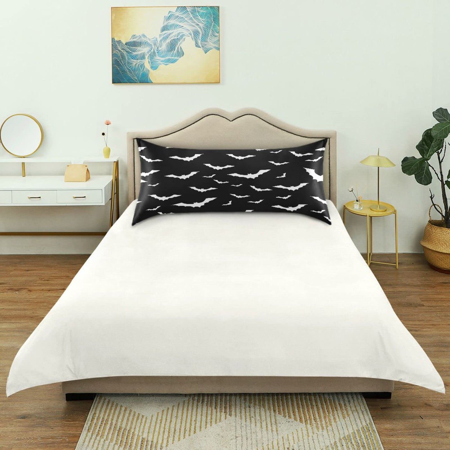 Dalzium Satin Pillowcase for Hair and Skin, Halloween Bats Silk Pillowcase Soft and Cozy Body Pillow Covers, King Size Satin Pillow Cases with Envelope Closure(20x40 Inch), 1PC