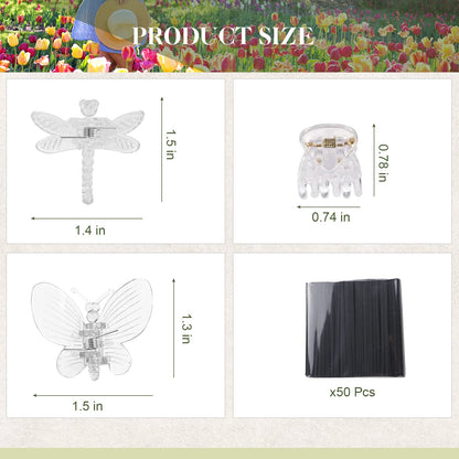 50Pcs Orchid Clips Plastic Dragonfly Butterfly Plant Clips,Portable Garden Plant Support Clip for Supporting Stems Orchid Vines Stalks Climbing Plants Grow Uprigh