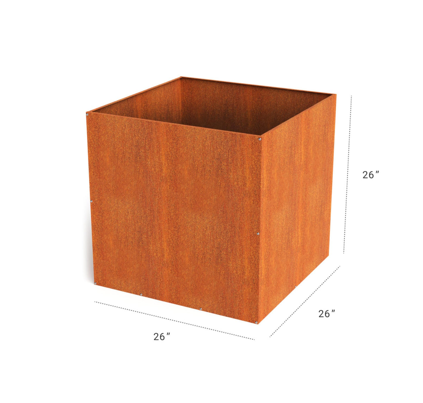 DIY CARTEL Corten Steel Cube Outdoor Planter Box, Rustic & Modern Farmhouse Design, Large Raised Metal Garden Bed for Commercial & Residential Use