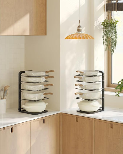Pots and Pans Organizer under Cabinet, 5 Adjustable Tiers Heavy-Duty Pan Pot Organizer with 16.5" Height, Holds 55 LB - Cast Iron Skillets, Griddles, Shallow Cookware