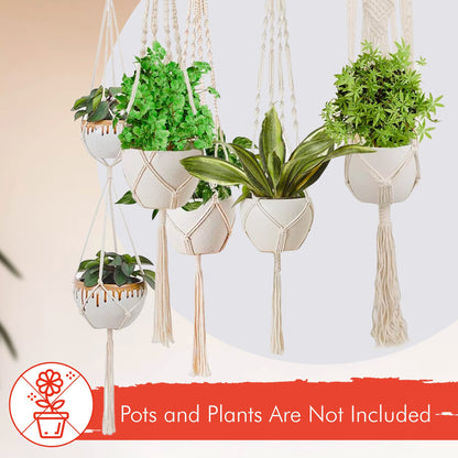 feedee Macrame Plant Hangers Indoor Macrame Hanging Planters for Indoor Plants, 6 Pack Hanging Plant Holders Indoor Hanging, Macromay Plant Hangers for Indoor Plant Hanger, Outdoor Flower Pots Holder