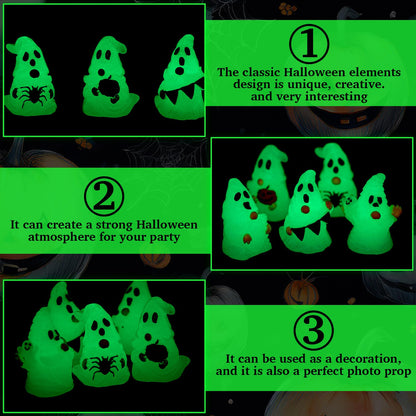 Quzzil 80 Pcs Halloween Glow in Dark Ghost Luminous Mini Resin Ghost Figurines Bulk to Hide Halloween Miniature Figurines Decorations for Landscape Patio Garden Yard Party Village Crafts