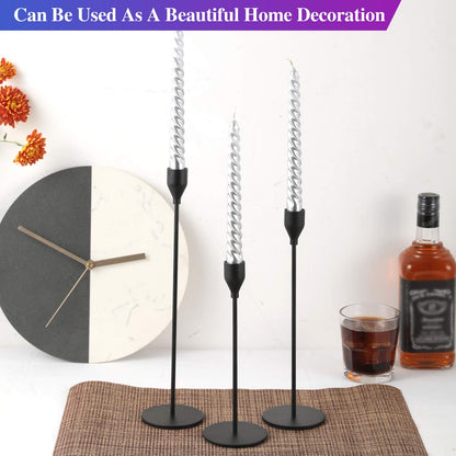 Anndason Set of 6 Black Taper Candle Holders Decorative Candlestick Holder for Home Decor, Wedding, Dinning, Party, Anniversary (Black)