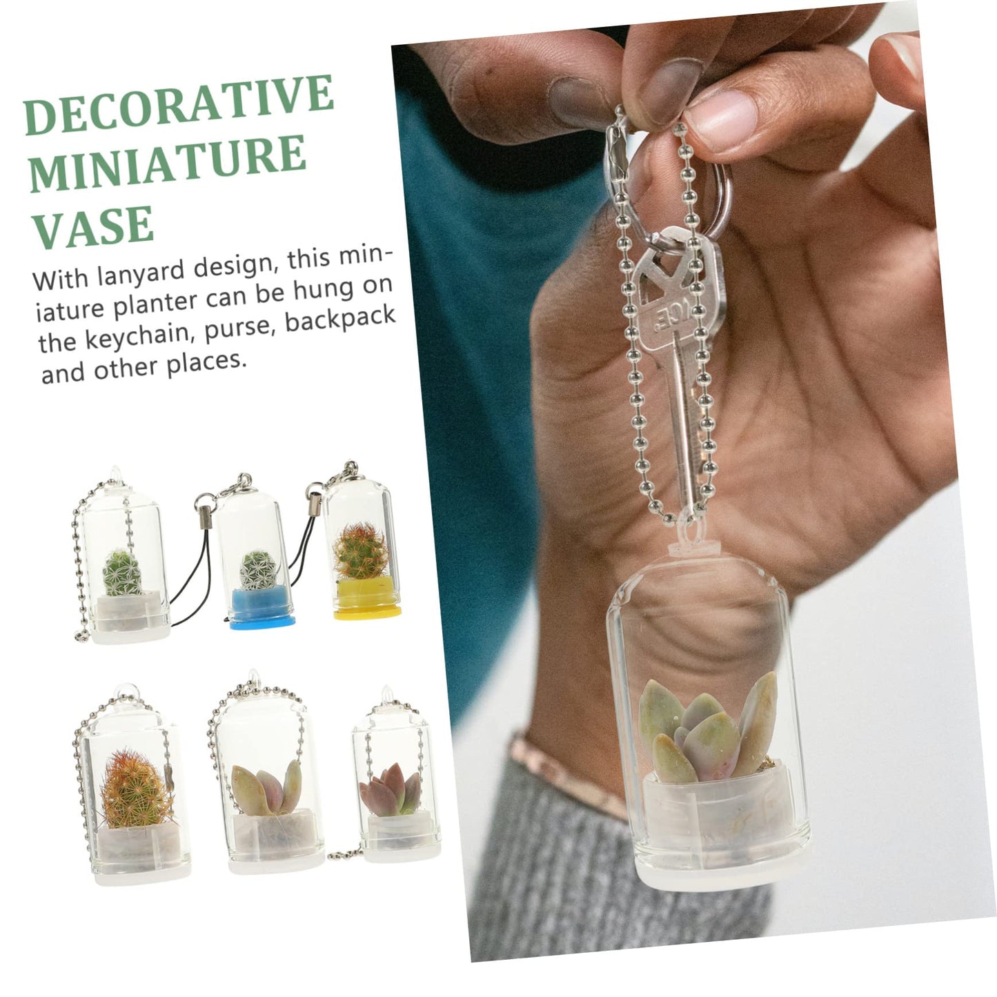 GALPADA 6pcs Key Chain Keychain Charm Keychain Accessories Decor Plants Plant Keychain Hanging Terrarium Large Home Keychain Vase Jar Clear Vase Car Miniature Hanging Planters Bulb Glass