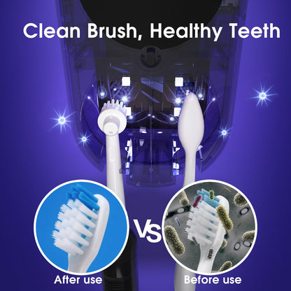 iHave Toothbrush Sanitizer Holder with UVC & 100M Negative Ions: Auto-Cycle for 360° Disinfection, Mold & Odor Removal | USB Toothbrush Holders Wall Mounted with Wave Sensor, LED, Heated & Fan Drying