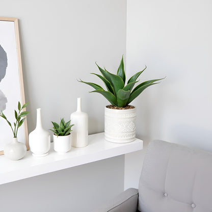 Hisow Artificial Potted Plants, 13.8" Artificial Succulent Fake Aloe, Large Faux Aloe Plant in Pot for Home Office Room Bedroom Kitchen Garden Decor (Grey)