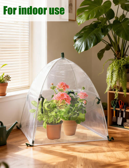 2 Pack Plant Covers Freeze Protection, Winter Plant Covers with Stakes, Clear Outdoor Garden Frost Cover, Portable Plant Flowers Mini Greenhouse Cover for Outdoor & Indoor Use