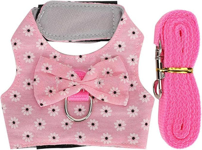 GLOGLOW Small Pet Leash Vest, Soft Fabric Rabbit Harness and Guinea Pig Carrier for Small Pets with Adjustable Straps, Great for Indoor and Outdoor Activities (M)