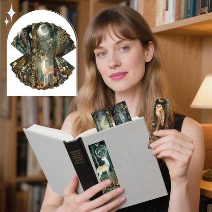 Cosmisun Woodland Animal Bookmarks Gifts - 100 Pcs Fantasy Forest Animal Bookmark Paper Mushroom Raccoons Flower Book Mark Page Clips Gifts for Women Men Book Lovers Students Teachers Bookish Reading