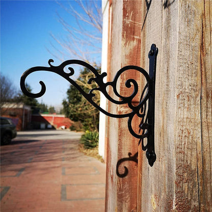N+A Sunshine Iron Metal Hanging Planter Bracket, 2 Pack Wall Hooks for Hanging Birds Feeders, Latern, Wind Chimes, Coat, Decorative Indoor Outdoor (Black)