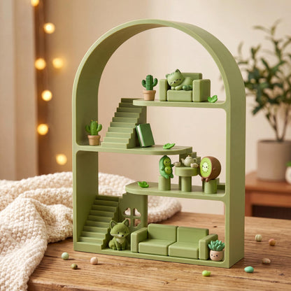 Sliner Green Display Shelf Compatible with Small Figures, Blind Box Glow in the Dark Figures Organizers Stand, Decorative Storage Stand for Collectible Figurines